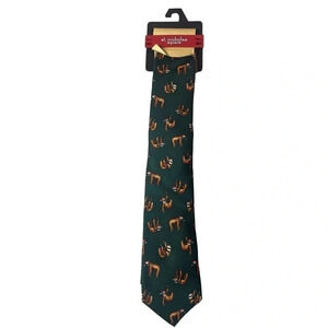 NWT St Nicholas Square Novelty Sloth with Santa Hat Green Tie